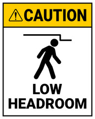 Caution Low Headroom Sign Vector Illustration