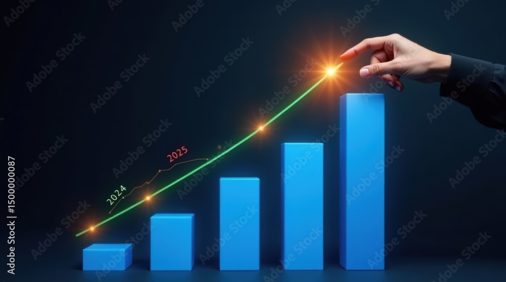 Poster projected growth displayed with a rising line graph.