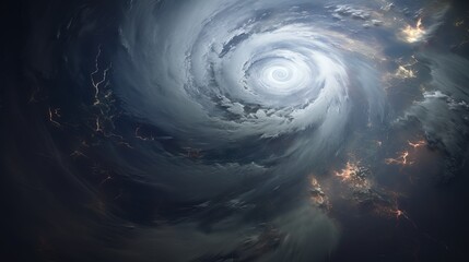 Timely warning and taking measures to protect the population. Satellite view of the formation and movement of a huge cyclone above the Earth's surface. Meteorological satellites guard the safety of