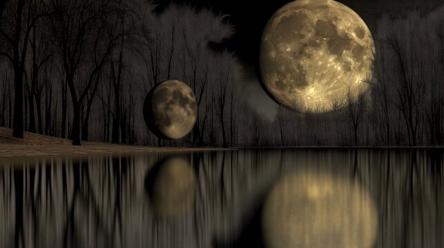 the moon and the clouds generated by mid journey