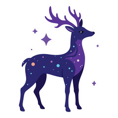 Galaxy Deer with Cosmic Body – Dreamy Vector Art with Stars, Nebula & Glowing Effects