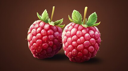 Raspberry in 3D Realistic Vector Icon for Fruit and Sweet Illustrations