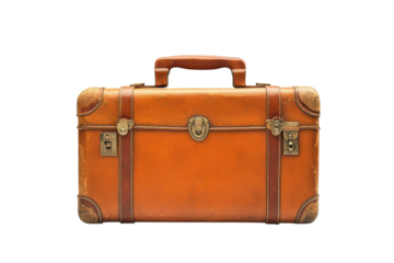 A weathered leather suitcase evokes memories of adventurous journeys a silent companion on transparent background