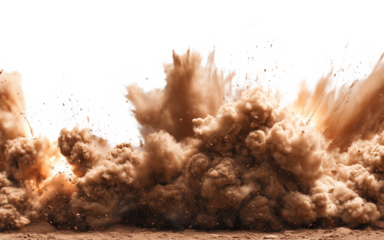 Land Ground Explosion on Soil or Sand Isolated on Transparent Background PNG
