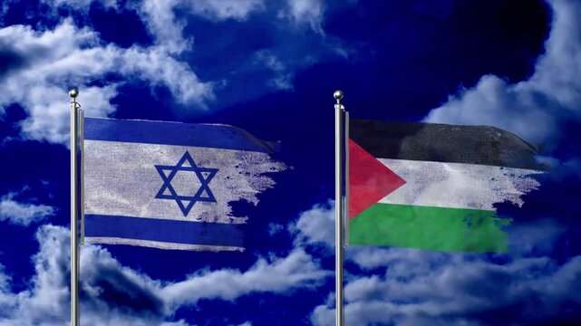 Destroyed flags of Israel & Palestine