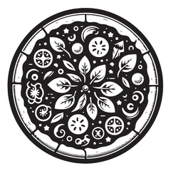 Black Pizza Silhouette Vector, High Quality Illustration on White Background