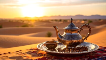 Desert sunset tea ceremony.
