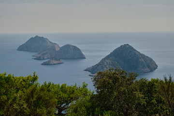 Subdued Emerald Peaks: A Muted Mediterranean Seascape