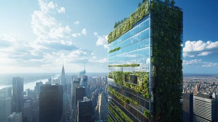 Obraz premium Modern eco friendly skyscraper in city skyline