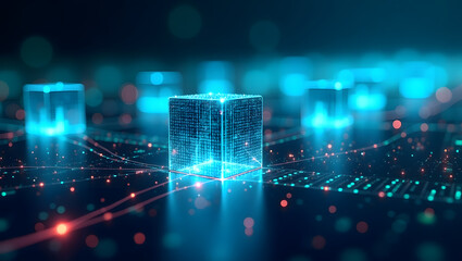 Fototapeta premium Future blockchain data cube network
