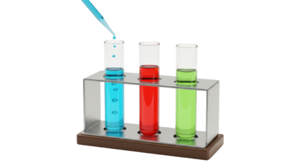 Isolated Three Test Tubes with Liquid