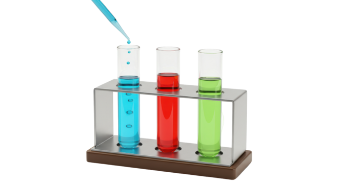 Isolated Three Test Tubes with Liquid
