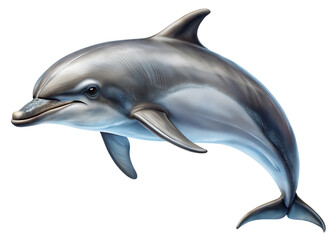 Obraz premium dolphin side view on white background, PNG
