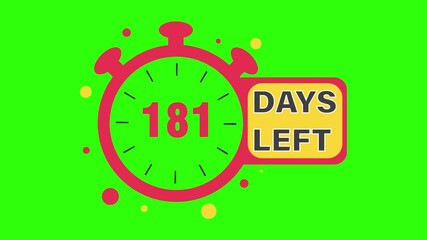 0 to 365 Countdown 2D animated motion graphics video three hundred sixty five running numbers, displaying every day of the year, zero to 365. green screen chroma key High quality 4K video
