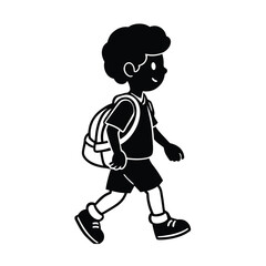 child going to  school silhouette
