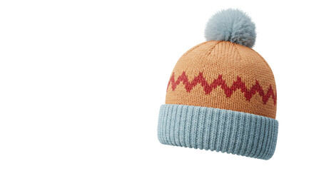Isolated Knitted Winter Hat with Pom-Pom