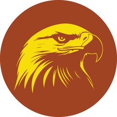 Golden Eagle Head Vector in Retro Circle Emblem
