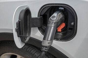 Electric Car Charging Plug Closeup