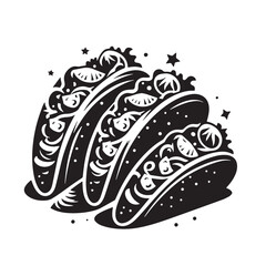 Black Tacos Silhouette Vector, High Quality Illustration on White Background