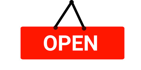 Red Open Sign Board – Simple Business Shop Display Icon for Storefronts