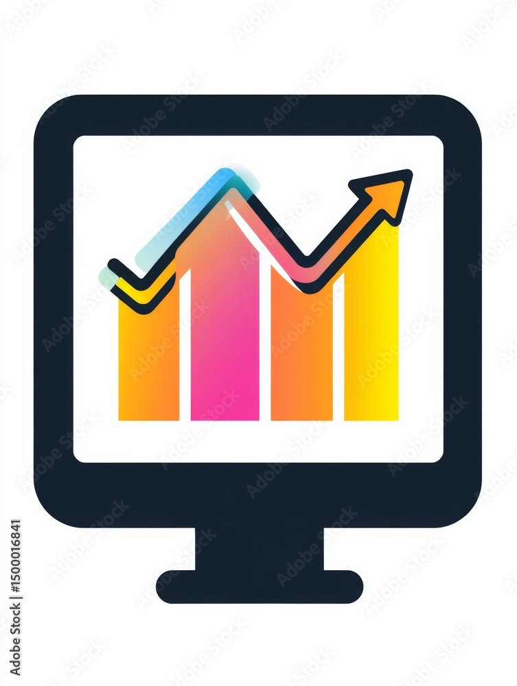 Poster an online graph, with the y-axis showing total sales and an upward-pointing x-color arrow indicating