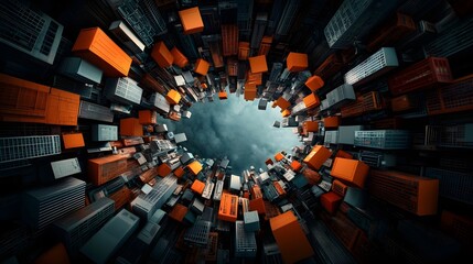 Futuristic technological cityscape with interconnected network