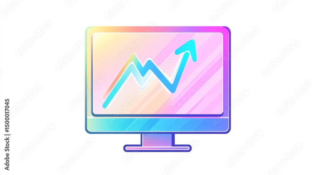 Poster an online graph, with the y-axis showing total sales and an upward-pointing x-color arrow indicating