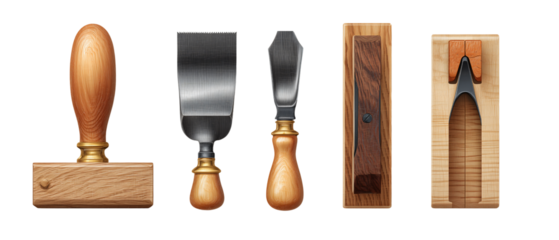 Craftsman's Toolkit: A collection of meticulously crafted woodworking tools, each showcasing quality materials and precise design, ready for the creation of fine woodwork.