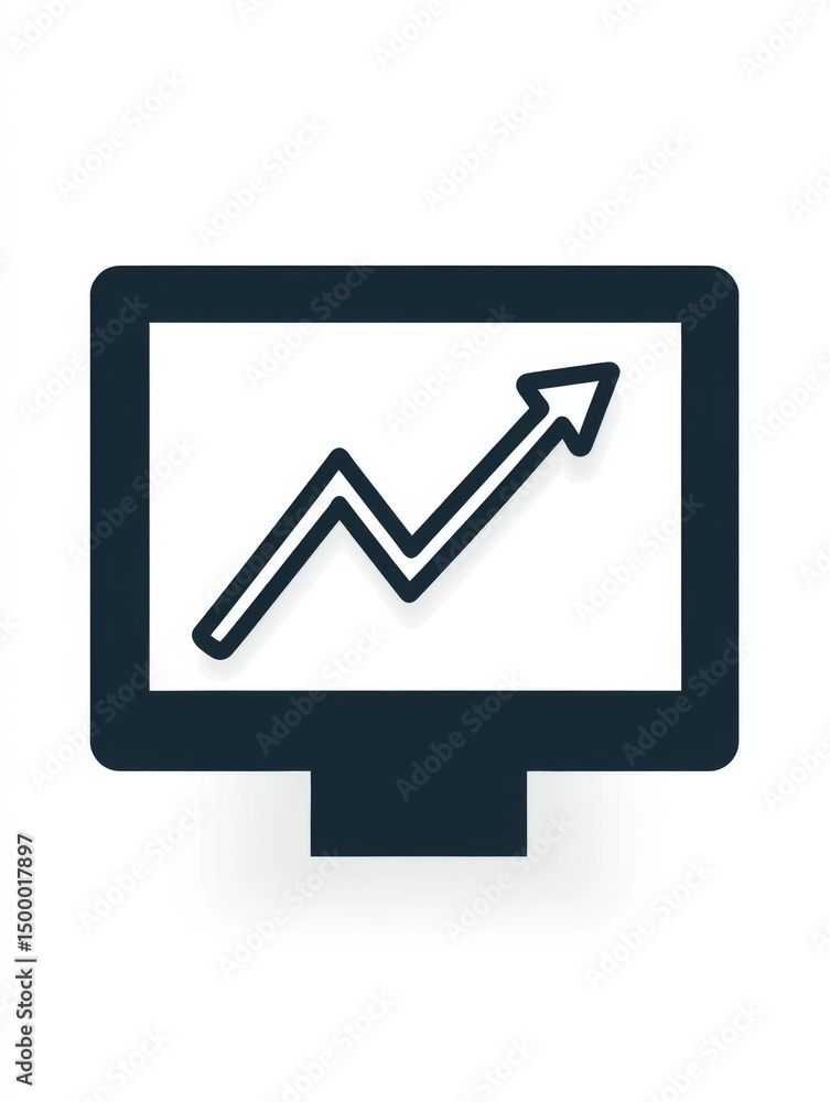 Aufkleber a business data dashboard showing an upward-trending graph with a blue arrow on a white background