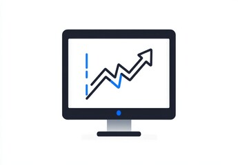 Fototapeta premium a business data dashboard showing an upward-trending graph with a blue arrow on a white background
