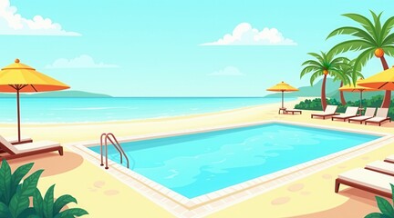 Obraz premium Tropical Beach Resort Pool