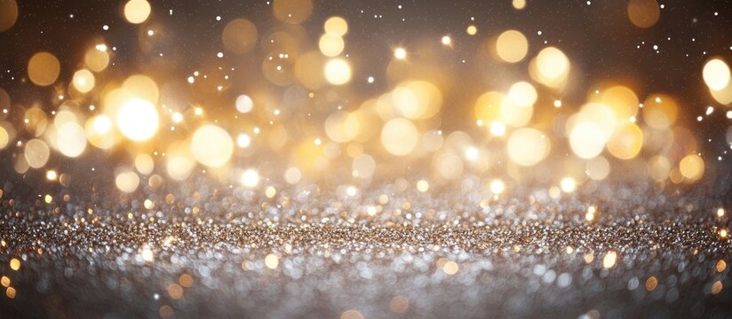 Blurred gold and silver glitter background with bokeh