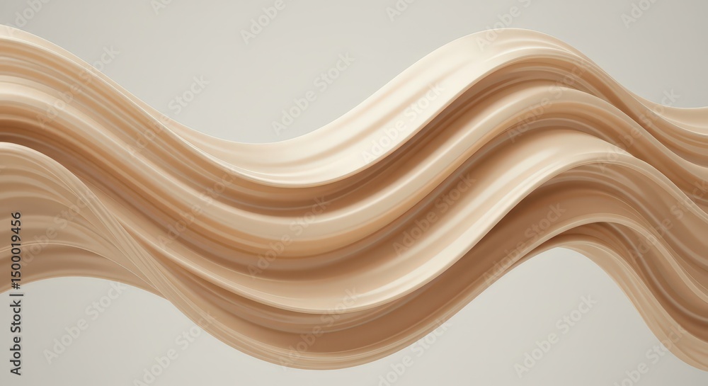Poster smooth flowing abstract waves in beige color. dynamic modern cream background design. liquid stream 