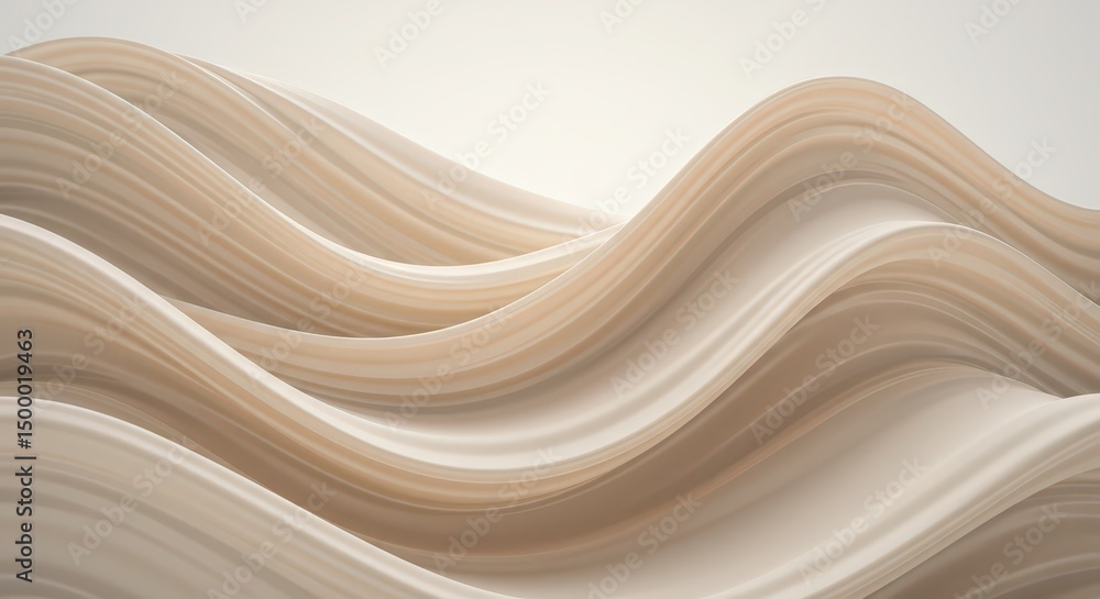 Aufkleber abstract beige and cream wave lines creating a futuristic background. smooth liquid fabric texture f