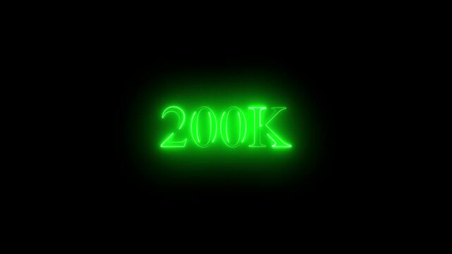 200k text neon glowing effect lines animation on black background .4k HD neon text animated motion video.