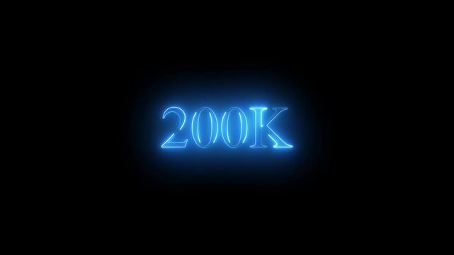 200k text neon glowing effect lines animation on black background .4k HD neon text animated motion video.