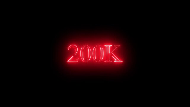 200k text neon glowing effect lines animation on black background .4k HD neon text animated motion video.