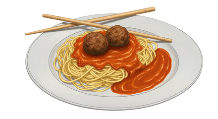 Isolated Spaghetti with Meatballs