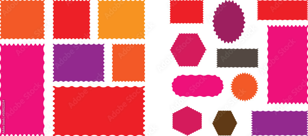 Poster set. vector jagged geometric shapes. colorful zigzag shapes abstract elements for frame, elements of