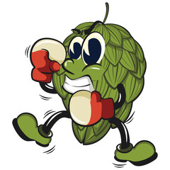 vintage hops vektor illustration mascot character practicing boxing wearing boxing glove, work of hand drawn
