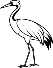crane bird outline icon on transparent background