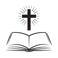simple bible with religion cross isolated vector illustration