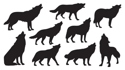 Wolf Silhouettes 8 Images