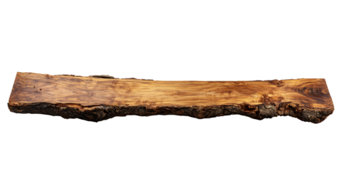 Antique Timber Plank with Bark Texture Transparent Background