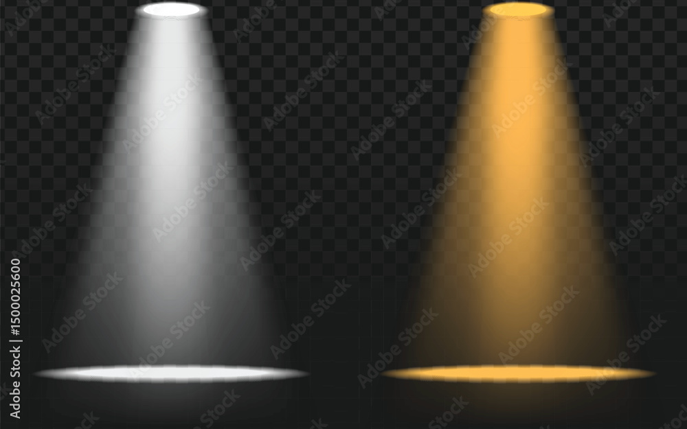 Aufkleber realistic spotlight effect with yellow and white lights. perfect for highlighting objects, adding dr