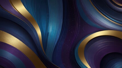 Abstract Gold and Blue Swirls