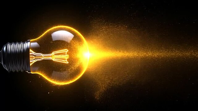 Glowing Lightbulb with Sparkling Trail: Idea, Innovation, and Inspiration