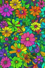 Abstract floral texture. Lineart and geometric pattern with multicolors.