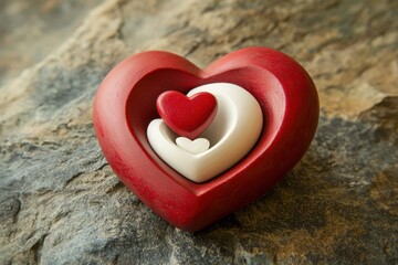 Fototapeta premium Nested wooden hearts on a stone surface