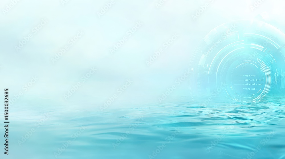 Poster mesmerizing blue and white circular design on a gradient background for modern abstract visuals